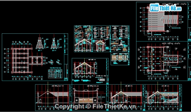 File thiết kế,File cad thiết kế,bản vẽ thi công Chùa Vua,bản thiết kế chùa vua