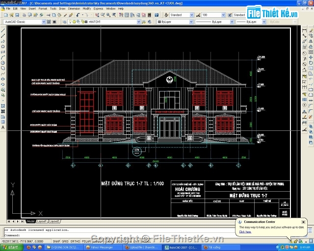 File autocad,thiết kế bản vẽ thi công,Kiến trúc,Ủy Ban Nhân Dân cấp xã