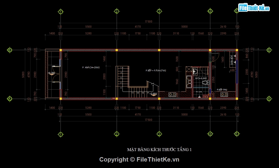 Nhà phố 3 tầng 5x17.5m,File cad nhà phố 3 tầng,Nhà phố 3 tầng file cad,file autocad nhà phố 3 tầng,bản vẽ nhà phố 3 tầng,Nhà phố 3 tầng autocad