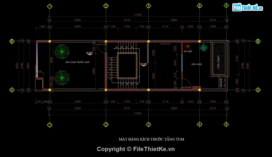 Nhà phố 3 tầng 5x17.5m,File cad nhà phố 3 tầng,Nhà phố 3 tầng file cad,file autocad nhà phố 3 tầng,bản vẽ nhà phố 3 tầng,Nhà phố 3 tầng autocad