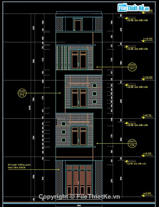 nhà phố 4 tầng hiện đại,Thiết kế nhà phố đẹp,File casd nhà phố đẹp,Kiến trúc nhà phố 4x6.9m,Thiết kế nhà 4.5 tầng hiện đại,Nhà phố 4.7m