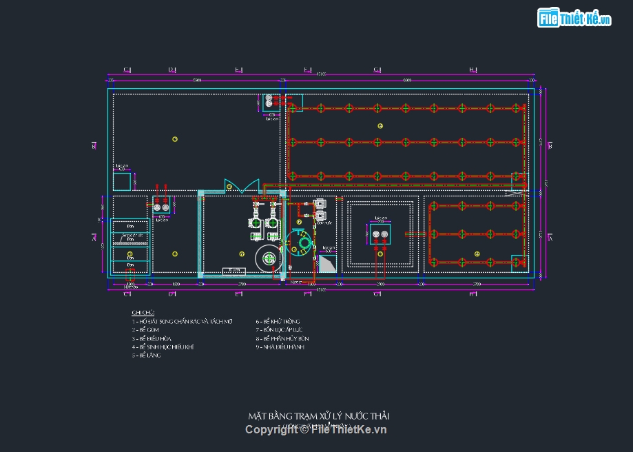 xử lý nước,trạm xử lý nước thải,trạm xử lý nước thải cad