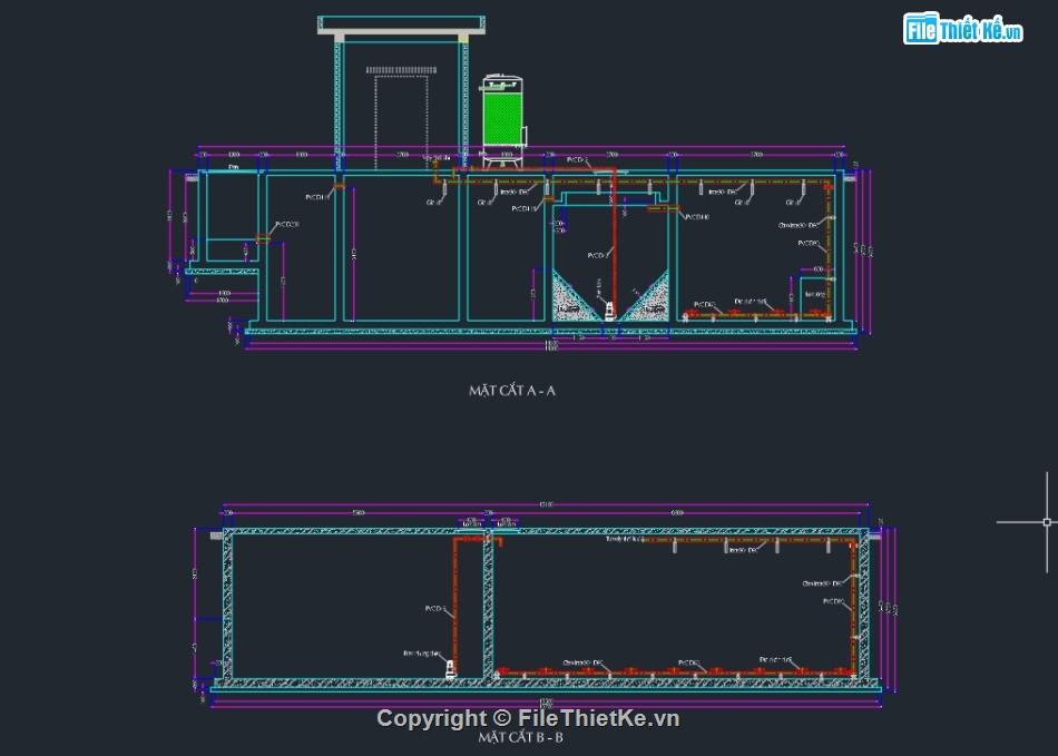 xử lý nước,trạm xử lý nước thải,trạm xử lý nước thải cad