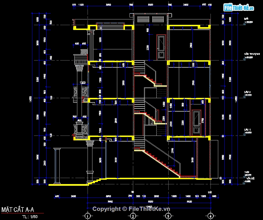 nhà 4 tầng,kiến trúc 4 tầng,File cad,nhà phố tân cổ điển 4 tầng,cad nhà phố 4 tầng