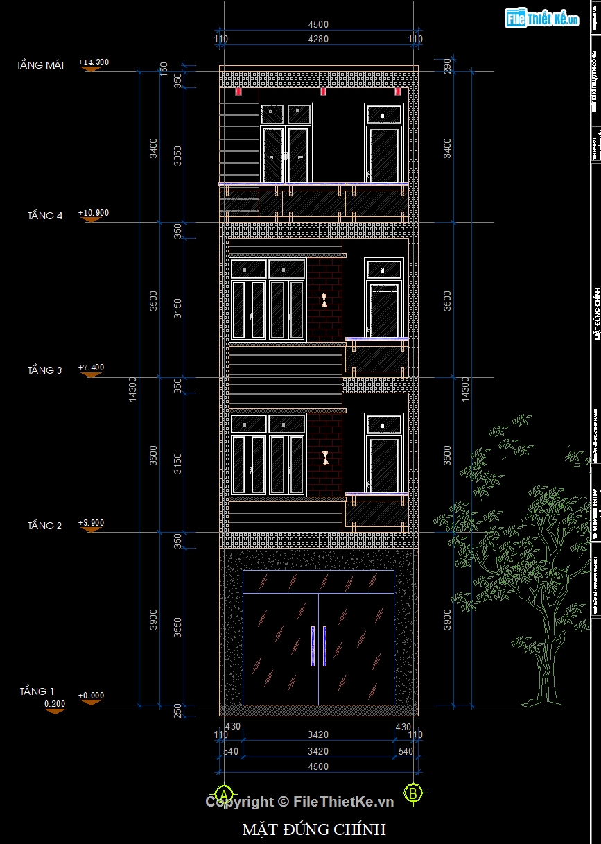 file cad nhà phố 4 tầng,bản vẽ nhà phố 4 tầng,thiết kế nhà phố 4 tầng,hồ sơ thiết kế nhà phố 4 tầng,Nhà phố 4 tầng 4.5x10m,File cad nhà phố 4 tầng