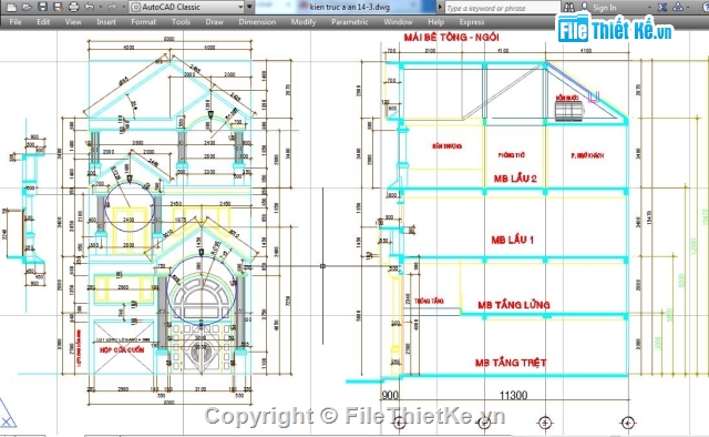 bản vẽ 3 tầng,biệt thự 3 tầng,bản vẽ biệt thự,file cad 3 tầng