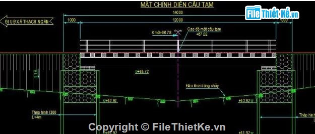 cầu tạm 1 nhịp,bản vẽ cầu tạm,file cad cầu tạm