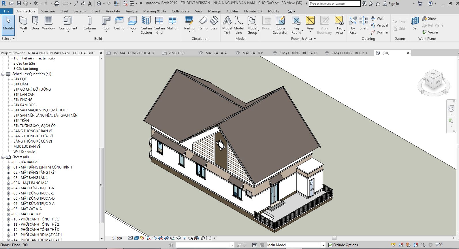 biệt thự đẹp 2,biệt thự đẹp revit,kiến trúc đẹp,bản vẽ kiến trúc,bản vẽ revit 8.5x17.5m,revit biệt thự 1 tầng