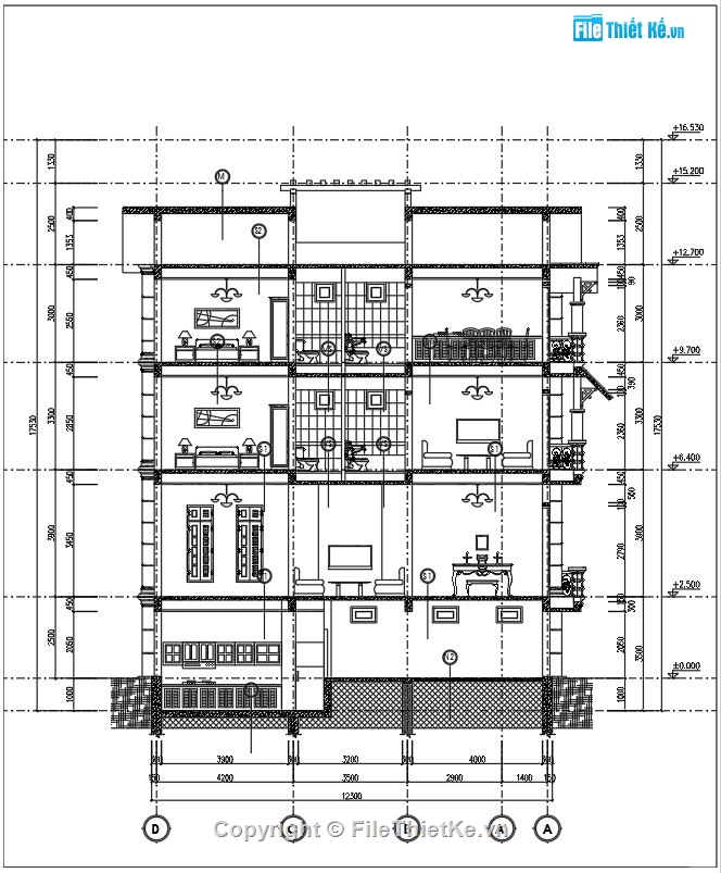 Thiết kế biệt thự 4 tầng,Thiết kế biệt thự mái thái,Bản vẽ biệt thự có tầng hầm,File thiết kế biệt thự mái thái,Biệt thự tân cổ điển mái thái