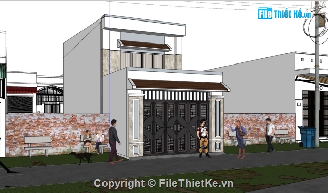 nhà phố SU,sketchup nhà phố,Nhà phố 1 tầng,ngoại thất nhà phố bằng sketchup,Sketchup ngoại thất nhà phố,Nhà phố Su