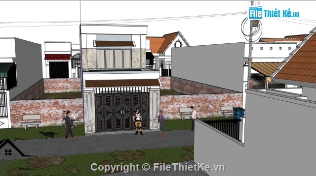 nhà phố SU,sketchup nhà phố,Nhà phố 1 tầng,ngoại thất nhà phố bằng sketchup,Sketchup ngoại thất nhà phố,Nhà phố Su