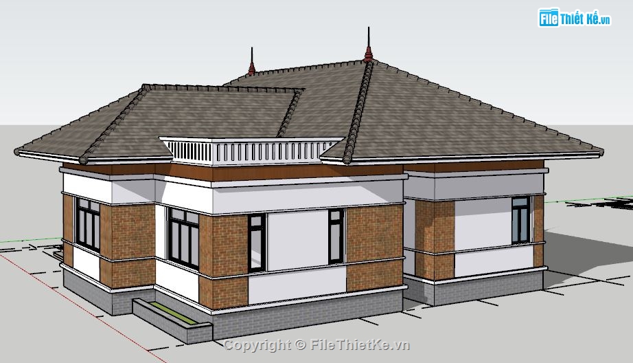 File su biệt thự 1 tầng,Sketchup biệt thự 1 tầng,biệt thự 1 tầng file sketchup,model su biệt thự 1 tầng,thiết kế sketchup biệt thự