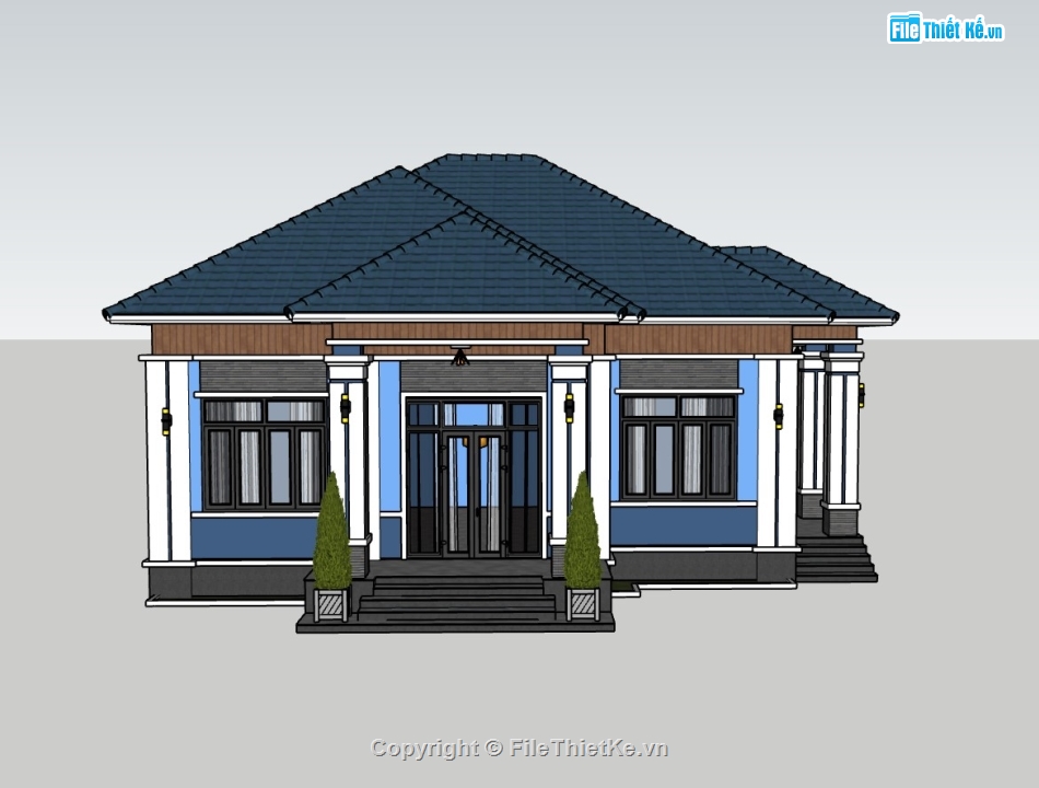 biệt thự 1 tầng,biệt thự sketchup,sketchup biệt thự,sketchup biệt thự 1 tầng