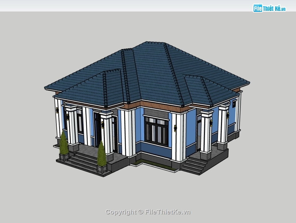 biệt thự 1 tầng,biệt thự sketchup,sketchup biệt thự,sketchup biệt thự 1 tầng