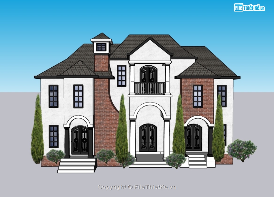 biệt thự 2 tầng,biệt thự đẹp 2 tầng,biệt thự 2 tầng đẹp,biệt thự sketchup