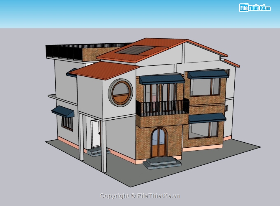 biệt thự 2 tầng,su biệt thự,sketchup biệt thự,sketchup biệt thự 2 tầng