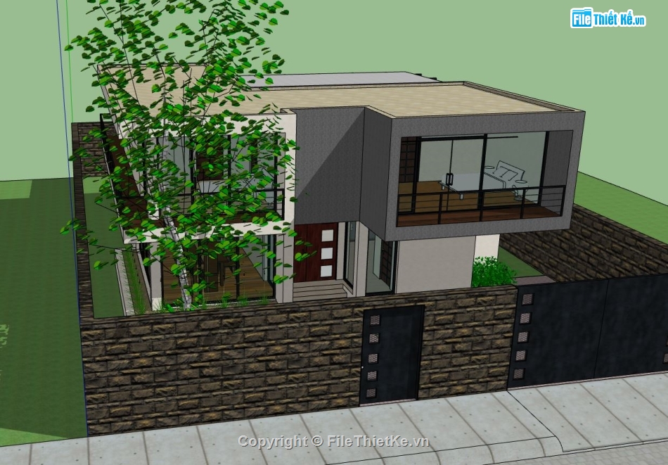 File sketchup biệt thự 3 tầng,biệt thự sketchup,sketchup biệt thự,su biệt thự 2 tầng