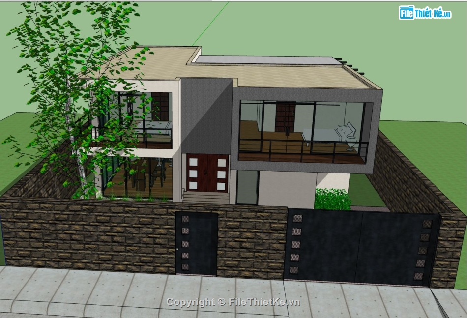 File sketchup biệt thự 3 tầng,biệt thự sketchup,sketchup biệt thự,su biệt thự 2 tầng