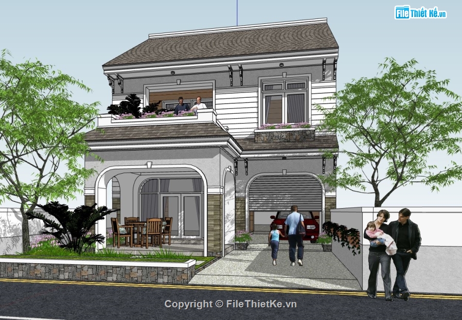 biệt thự sketchup,sketchup biệt thự,sketchup biệt thự 2 tầng,File sketchup biệt thự 2 tầng