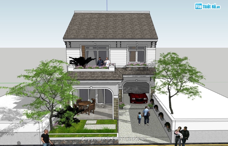 biệt thự sketchup,sketchup biệt thự,sketchup biệt thự 2 tầng,File sketchup biệt thự 2 tầng