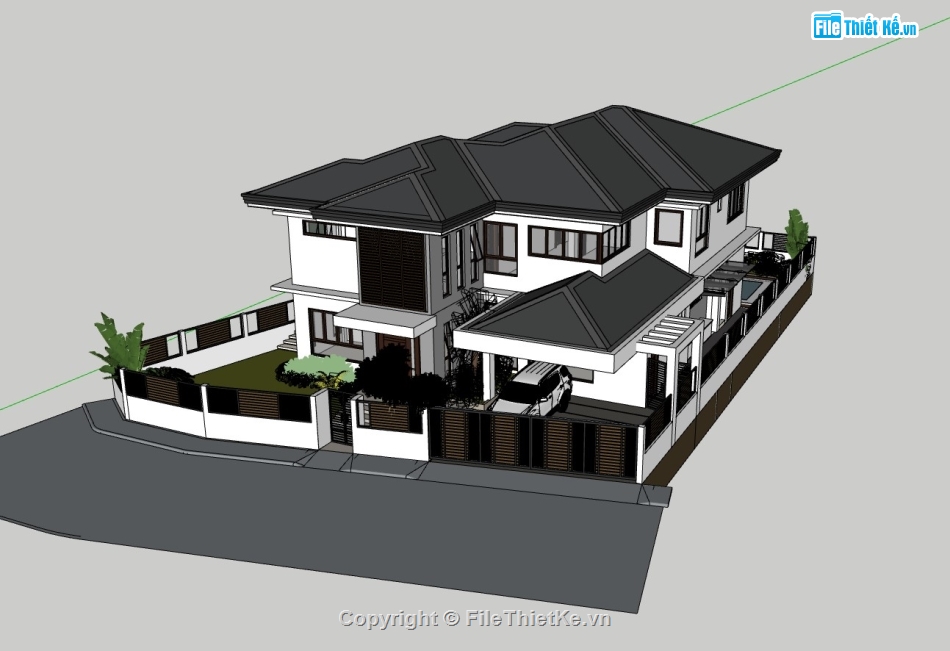 biệt thự 2 tầng,biệt thự sketchup,sketchup biệt thự,File sketchup biệt thự 2 tầng,sketchup biệt thự 2 tầng,biệt thự  sketchup