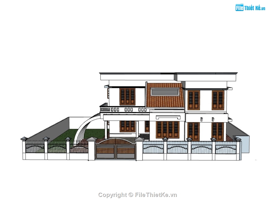 biệt thự 2 tầng,su biệt thự,sketchup biệt thự 2 tầng