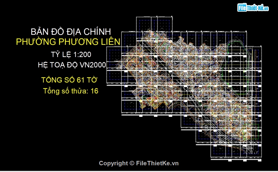 File Cad bản đồ địa chính phường Phương Liên,Bản đồ giải thửa phường Phương Liên,phường Phương Liên - VN2000,Quy hạch phường Phương Liên - VN2000,Bản đồ địa chính phường Phương Liên - VN2000