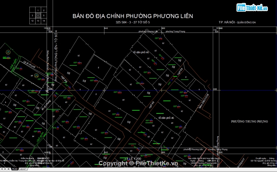 File Cad bản đồ địa chính phường Phương Liên,Bản đồ giải thửa phường Phương Liên,phường Phương Liên - VN2000,Quy hạch phường Phương Liên - VN2000,Bản đồ địa chính phường Phương Liên - VN2000
