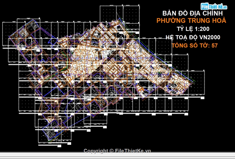 File Cad Bản đồ địa chính phường Trung Hoà,Bản đồ địa chính phường Trung Hoà-VN2000,Bản đồ giải thửa phường Trung Hoà-VN2000,phường Trung Hoà-VN2000,Quy hoạch phường Trung Hoà-VN2000