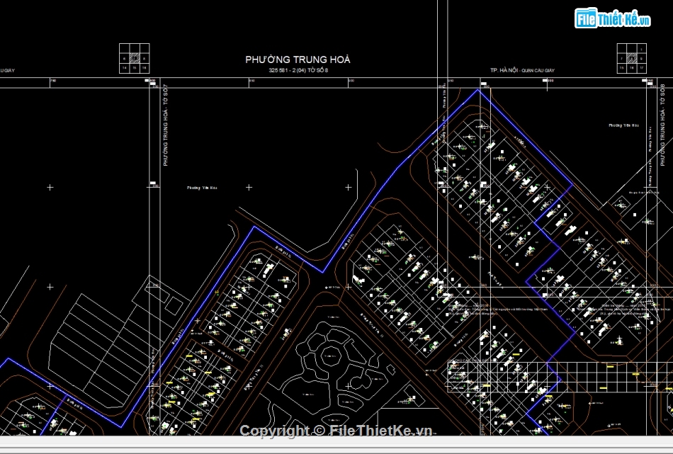 File Cad Bản đồ địa chính phường Trung Hoà,Bản đồ địa chính phường Trung Hoà-VN2000,Bản đồ giải thửa phường Trung Hoà-VN2000,phường Trung Hoà-VN2000,Quy hoạch phường Trung Hoà-VN2000