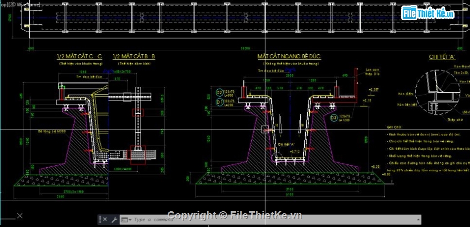 bản vẽ bệ đúc dầm,bản vẽ cầu dầm,chi tiết cầu dầm,file cad cầu dầm