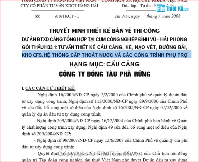 Bản vẽ bến cảng,cảng tổng hợp đình vũ,thiết kế bến cảng