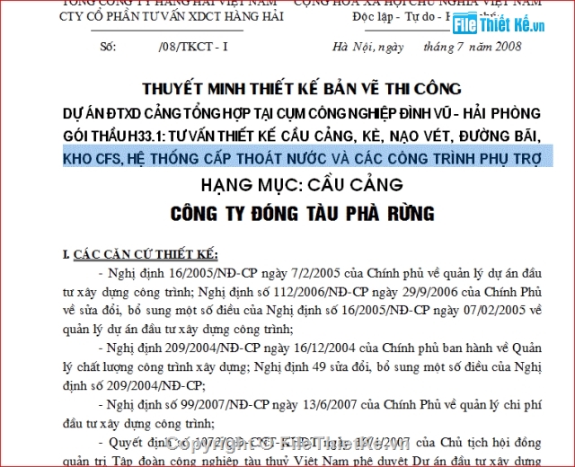 Bản vẽ bến cảng,cảng tổng hợp đình vũ,thiết kế bến cảng