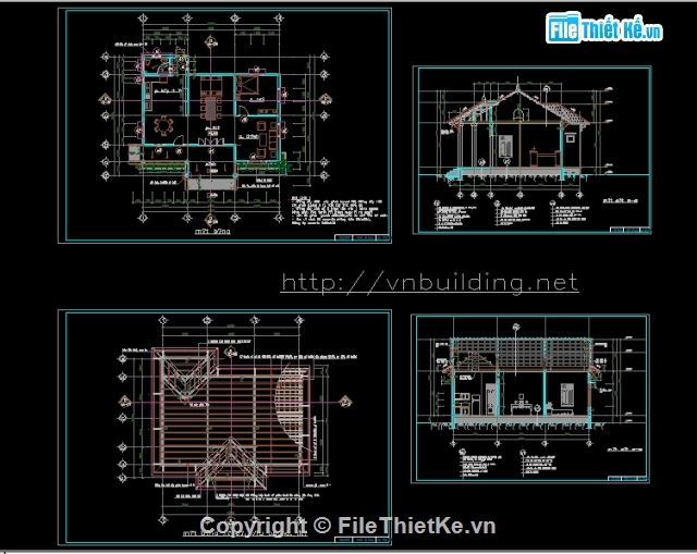 Bản vẽ autocad,bản vẽ biệt thự,biệt thự 1 tầng