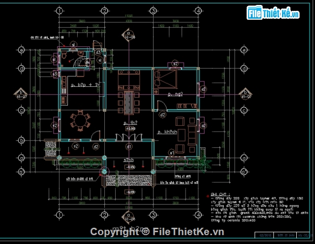 Bản vẽ autocad,bản vẽ biệt thự,biệt thự 1 tầng