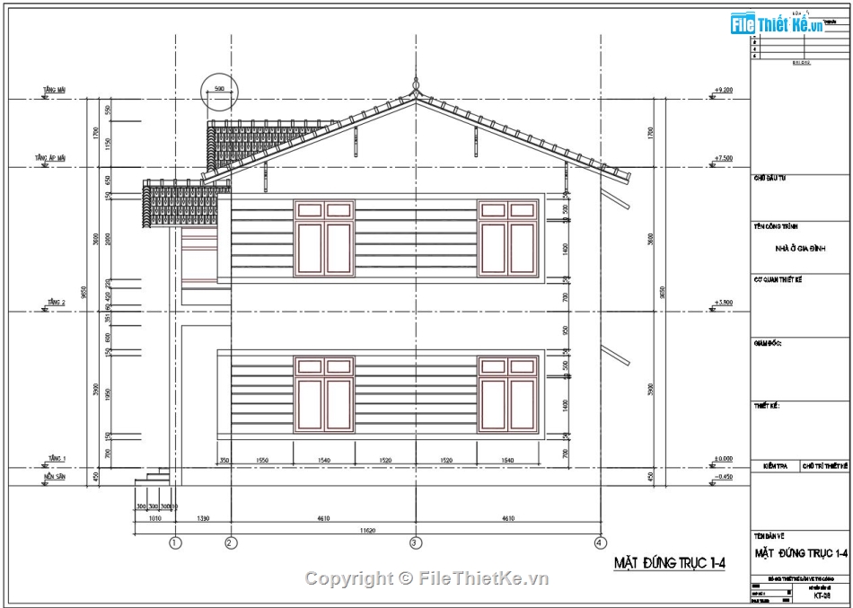 Bản vẽ thiết kế biệt thự 2 tầng,File cad biệt thự 2 tầng đẹp,kiến trúc biệt thứ 2 tầng,Biệt thự 2 tầng 9.2x11.2m