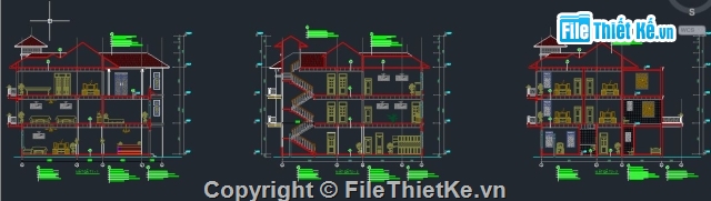 bản vẽ 3 tầng,Biệt thự 3 tầng,thiết kế biệt thự,Biệt thự