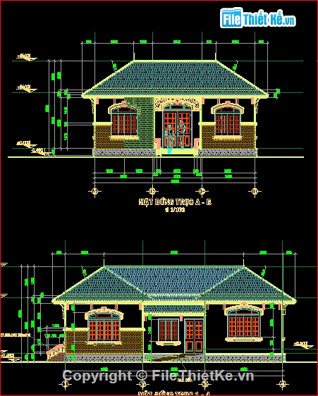 kiến trúc Biệt thự,biệt thự 1 tầng,nhà trệt mái thái