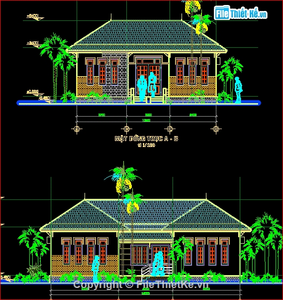 kiến trúc Biệt thự,biệt thự 1 tầng,nhà trệt mái thái