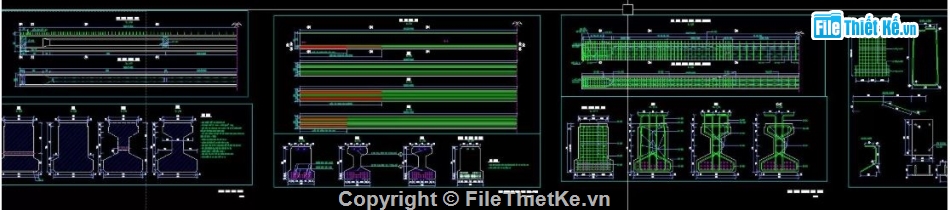 bản vẽ cầu,bản vẽ cầu dầm I,file cad cầu đường