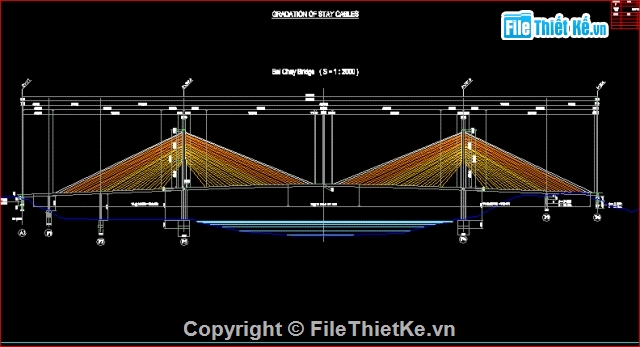 cầu bãi cháy,cầy dây văng,bản vẽ cầu dây văng bãi cháy,thiết kế cầu dây văng