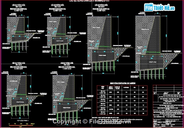 tường kè rọ đá,cấu tạo kè tường chắn đá hộc - cọc tre,cấu tạo kè bằng cọc tre