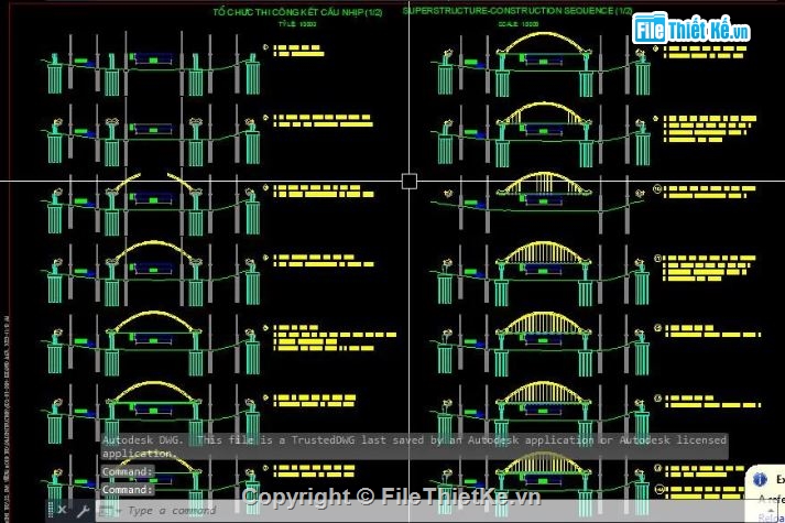 bản vẽ cầu vòm,bản vẽ cầu bê tông cốt thép,file cad bản vẽ cầu