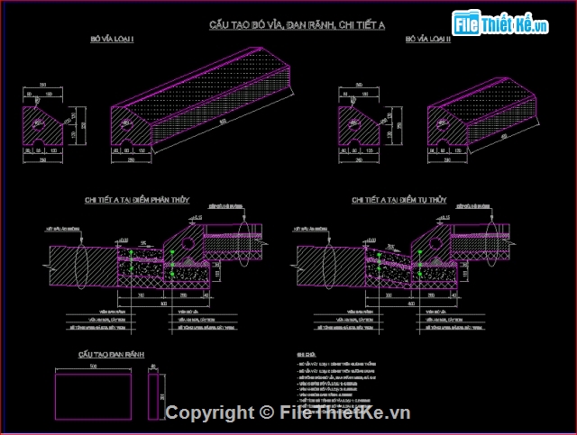 File Cad Bản Vẽ Chi Tiết Bó Vỉa, Đan Rãnh, Kết Cấu Vỉa Hè