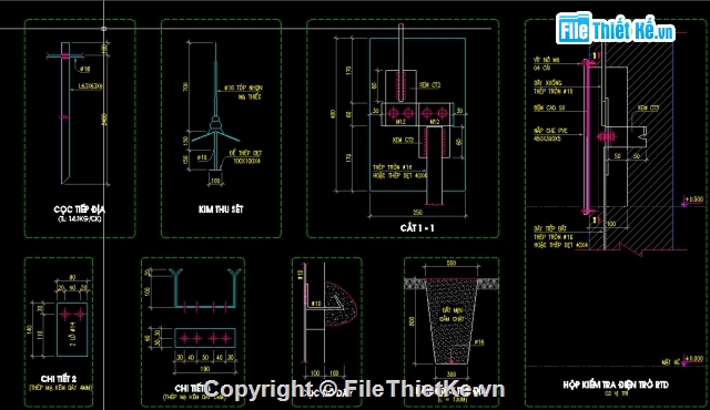 chống sét,bản vẽ chi tiết chống sét,bản vẽ chống sét,chống sét nhà làm việc 2 tầng