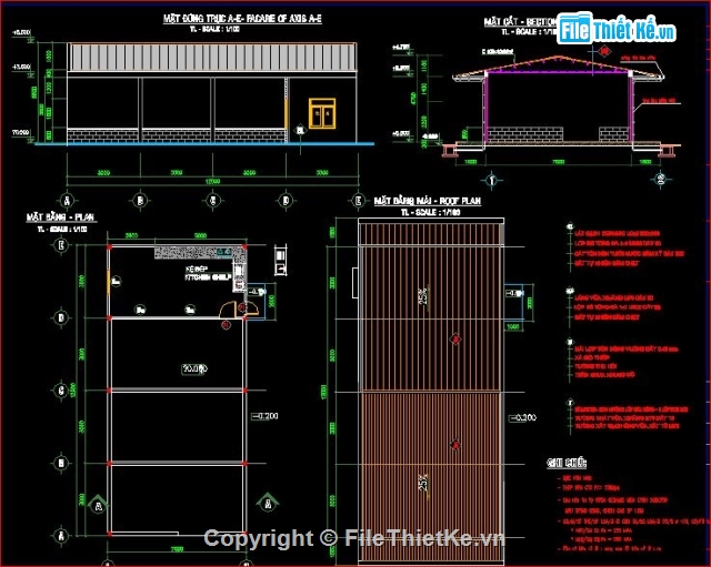 bản vẽ nhà văn phòng,trại gà xuân quế,kiến trúc và kết cấu trại gà,bản vẽ trại gà