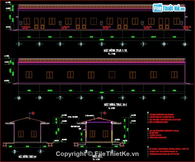 bản vẽ nhà văn phòng,trại gà xuân quế,kiến trúc và kết cấu trại gà,bản vẽ trại gà