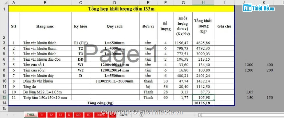 chi tiết ván khuôn dầm,bản vẽ dầm bản,dầm I 33m
