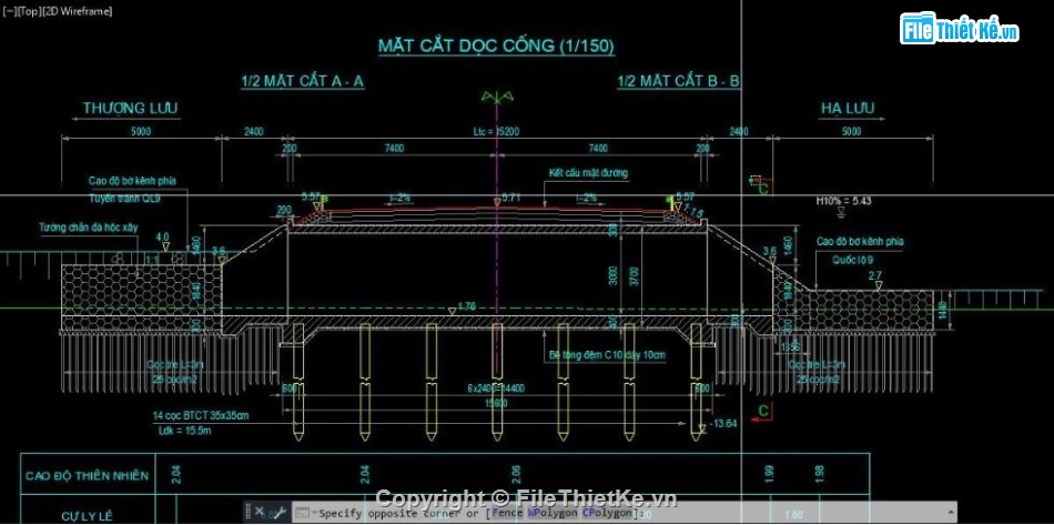 bản vẽ cống bản,cống hộp 3x3m,file cad cống hộp