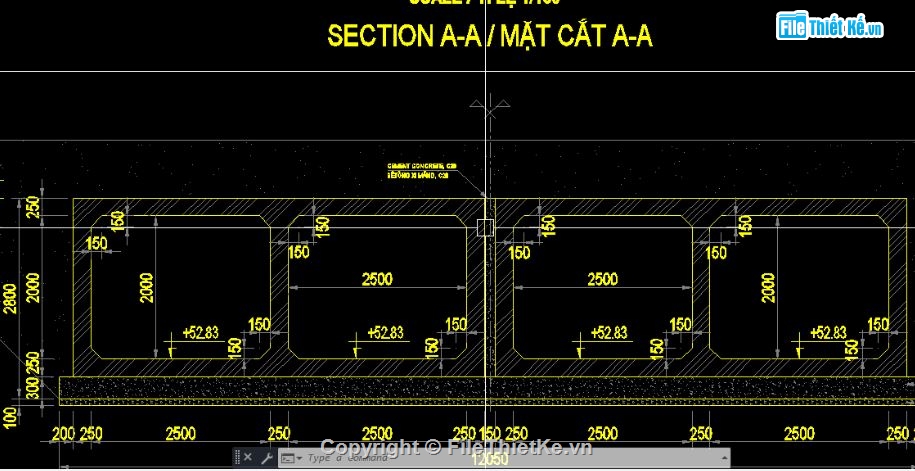 cống hộp 2.5m x2.5m,bản vẽ cống bản,file cad cống hộp